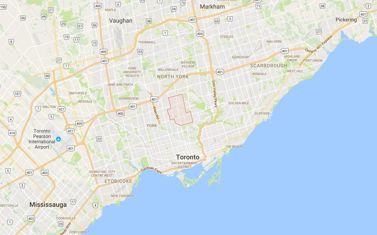 Térkép Északi kerületi Toronto