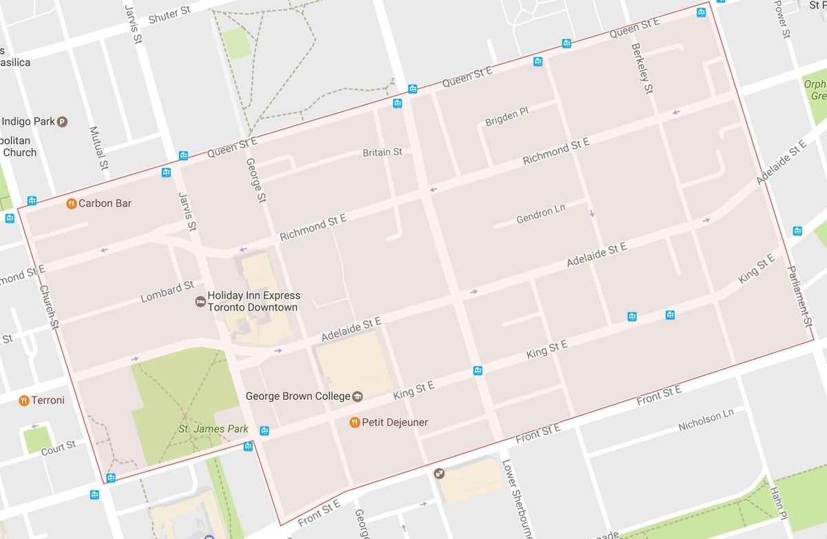 Térkép óváros szomszédságában Toronto