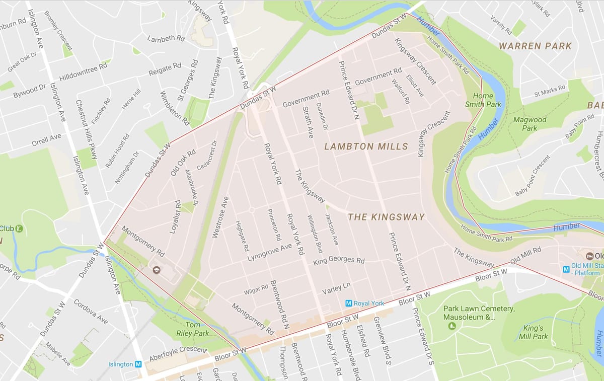 Térkép A Kingsway környéken Toronto