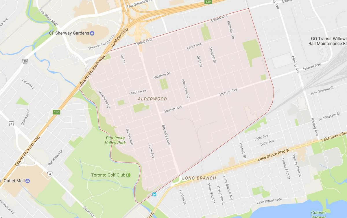 Térkép Alderwood Parkview környéken Toronto