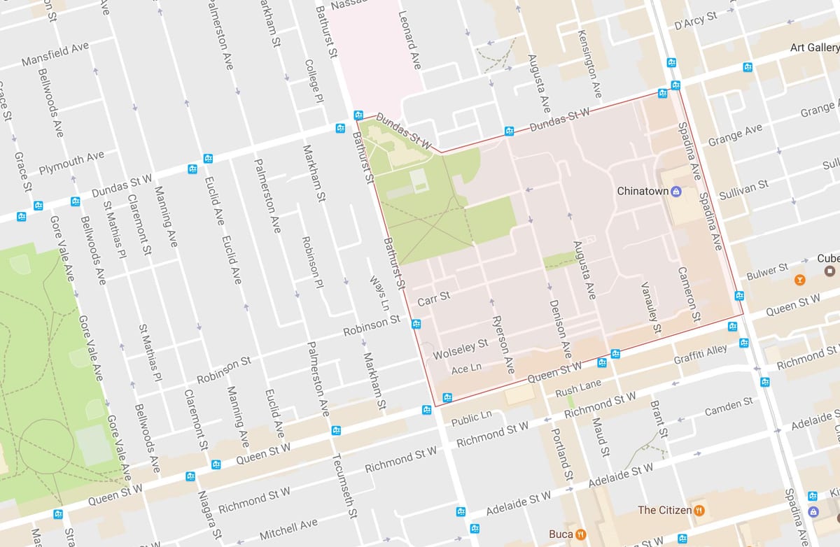 Térkép Alexandra park szomszédságában, Toronto