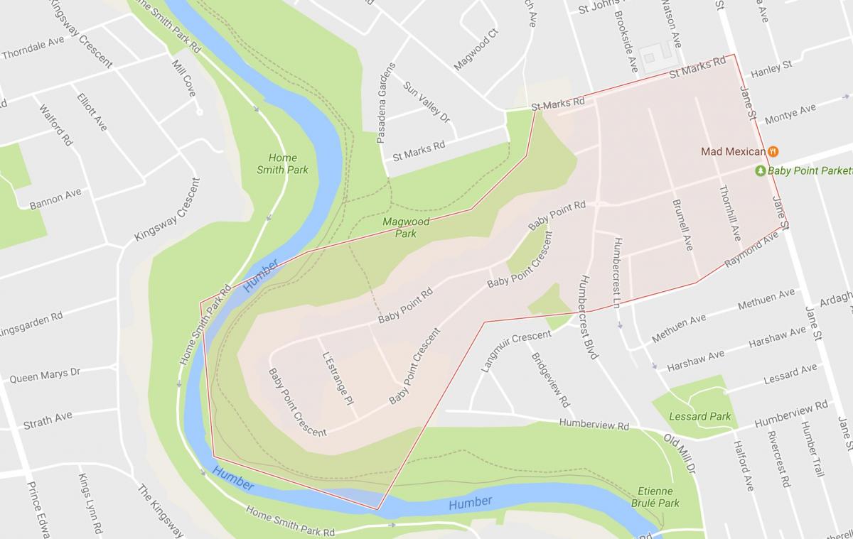 Térkép Baby Point szomszédságában, Toronto