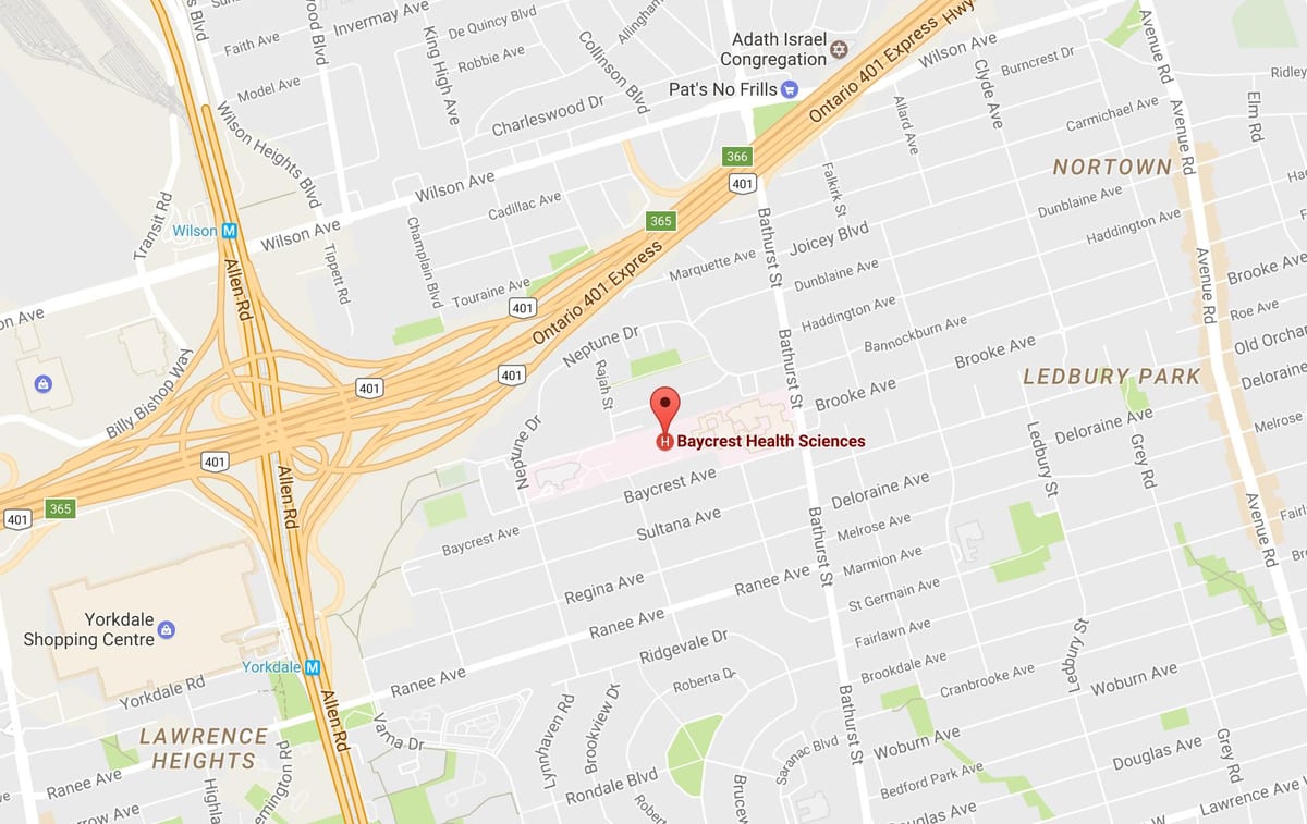 Térkép Baycrest Egészségügyi Tudományok Toronto