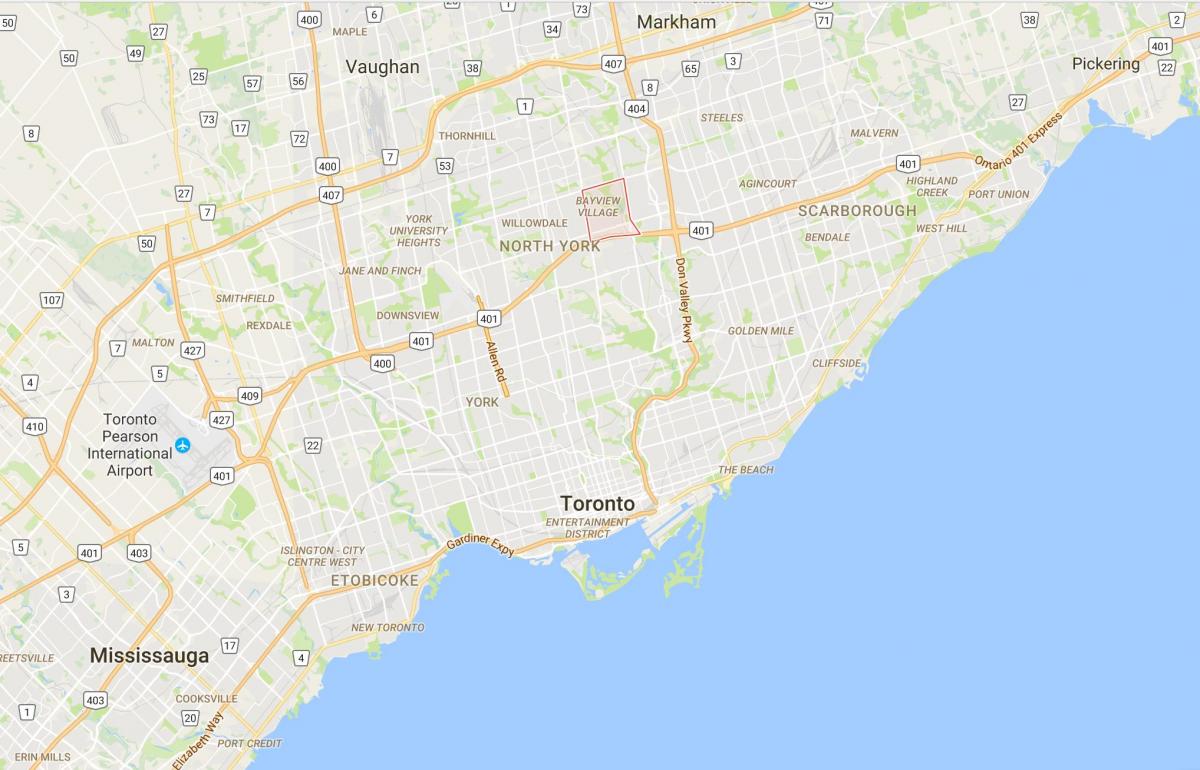 Térkép Bayview Falu kerületi Toronto