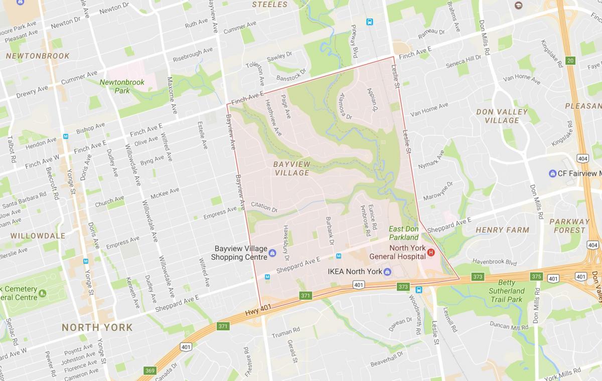 Térkép Bayview Falu szomszédságában Toronto