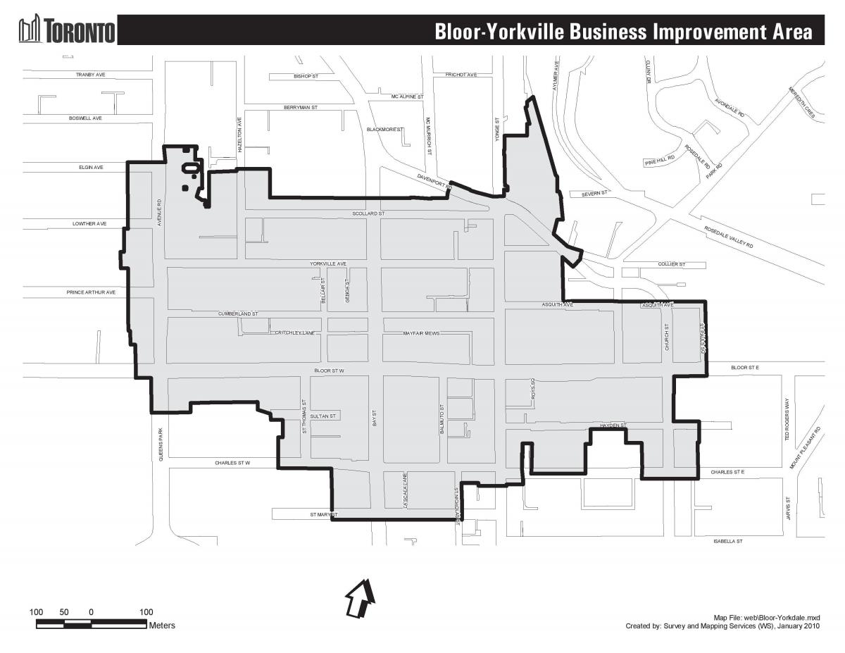 Térkép Bloor Yorkville-Toronto boudary