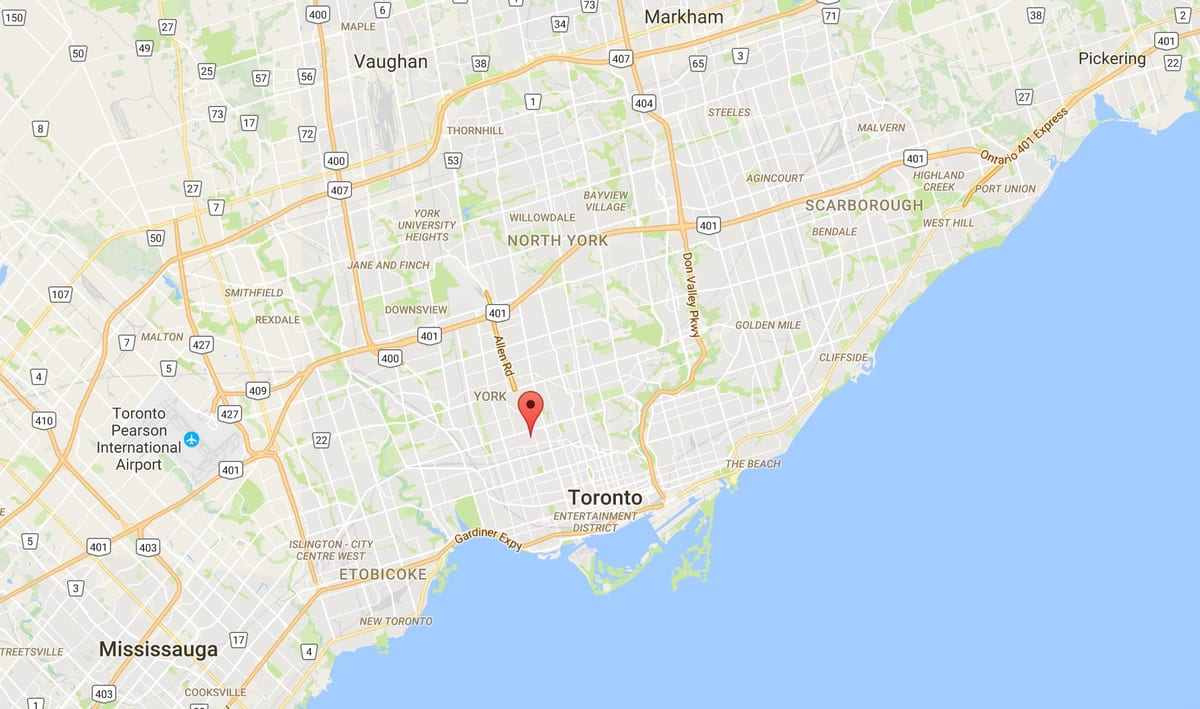 Térkép Bracondale Hill kerületben található Toronto