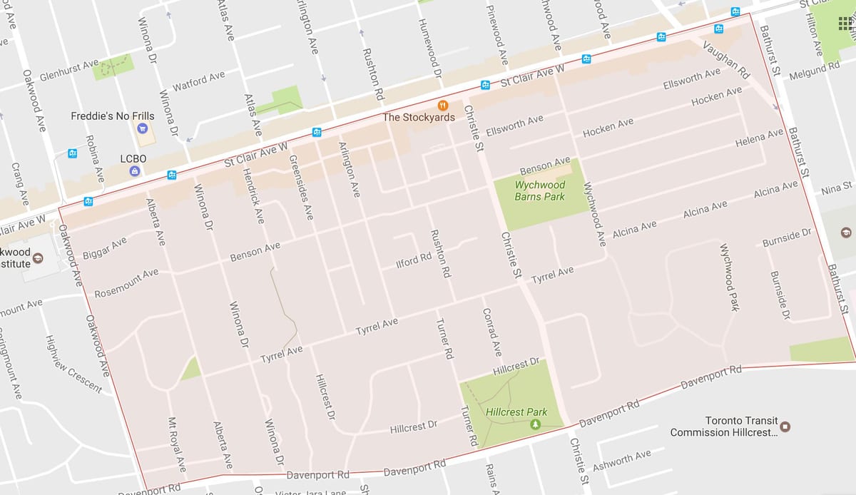 Térkép Bracondale Hill szomszédságában Toronto