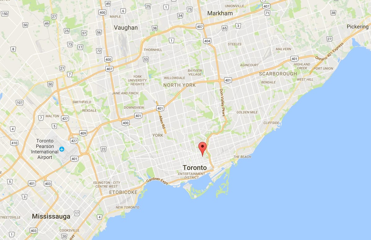 Térkép Cabbagetown kerületi Toronto