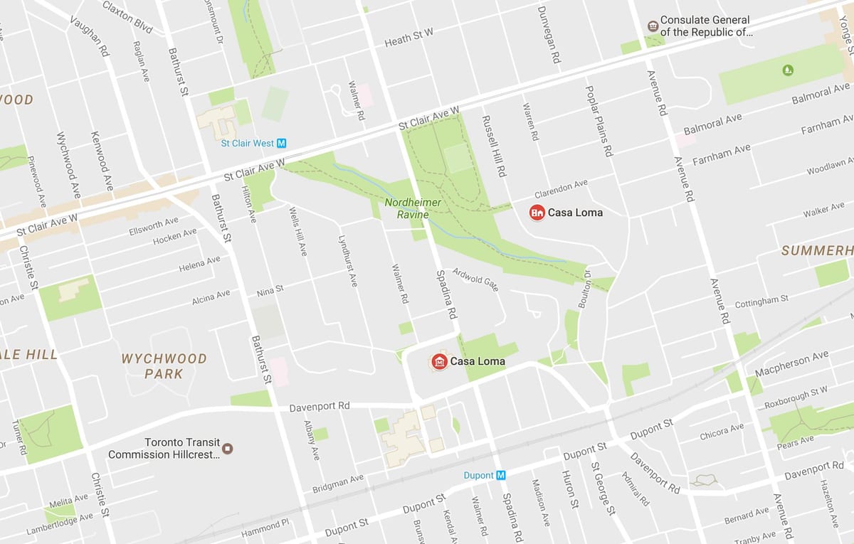 Térkép Casa Loma környéken Toronto