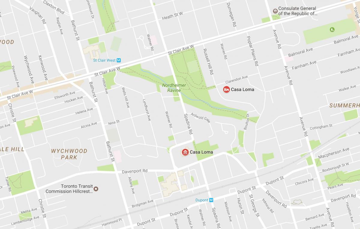 Térkép Casa Loma környéken Toronto