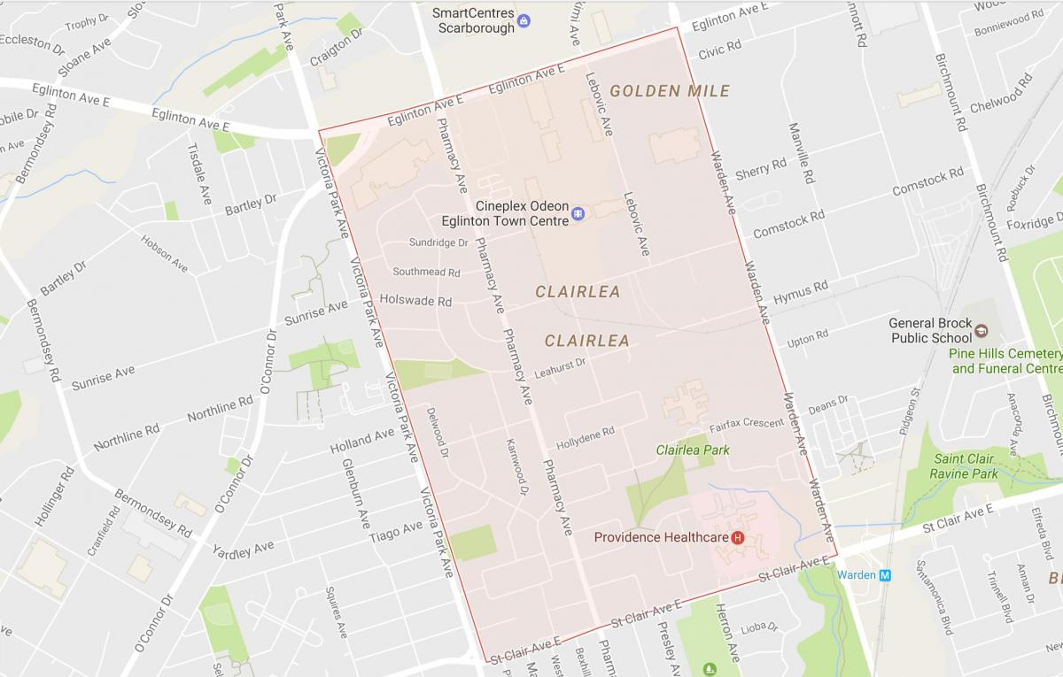 Térkép Clairlea környéken Toronto