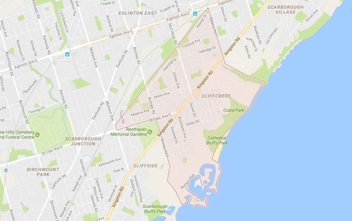 Térkép Cliffcrest környéken Toronto