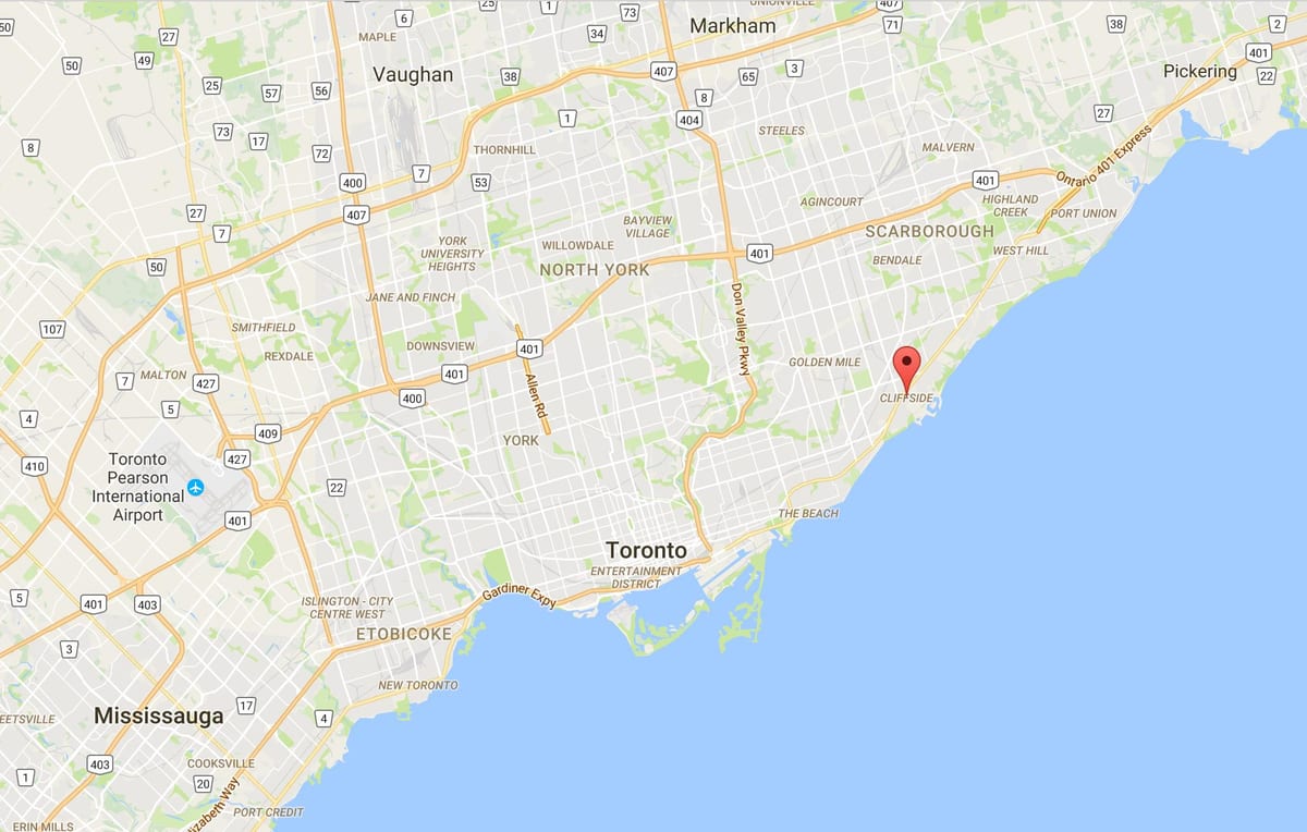 Térkép Cliffside kerületi Toronto