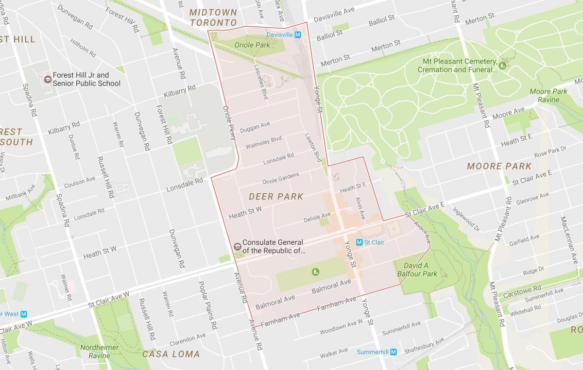 Térkép Deer Park szomszédságában, Toronto