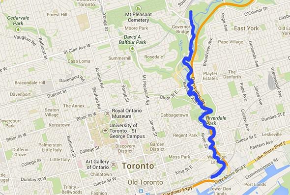 Térkép a Don folyó Toronto
