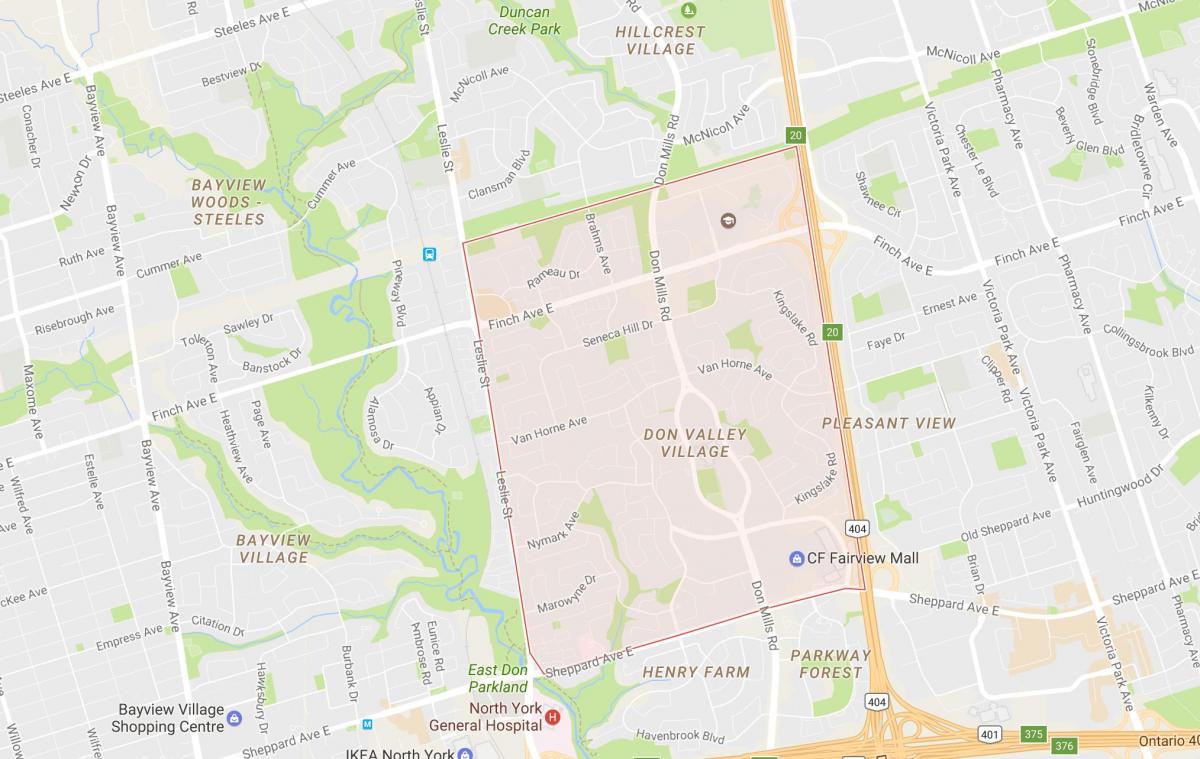 Térkép Don Valley Falu szomszédságában Toronto