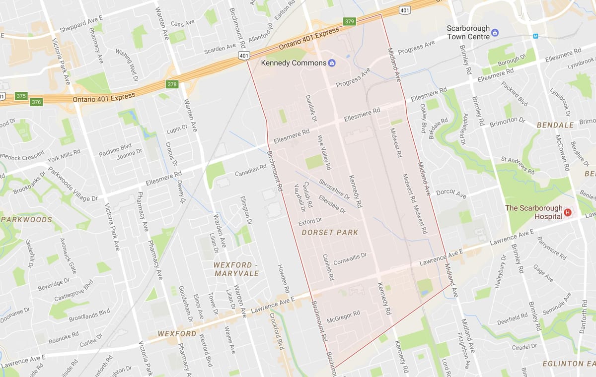Térkép Dorset Park szomszédságában, Toronto