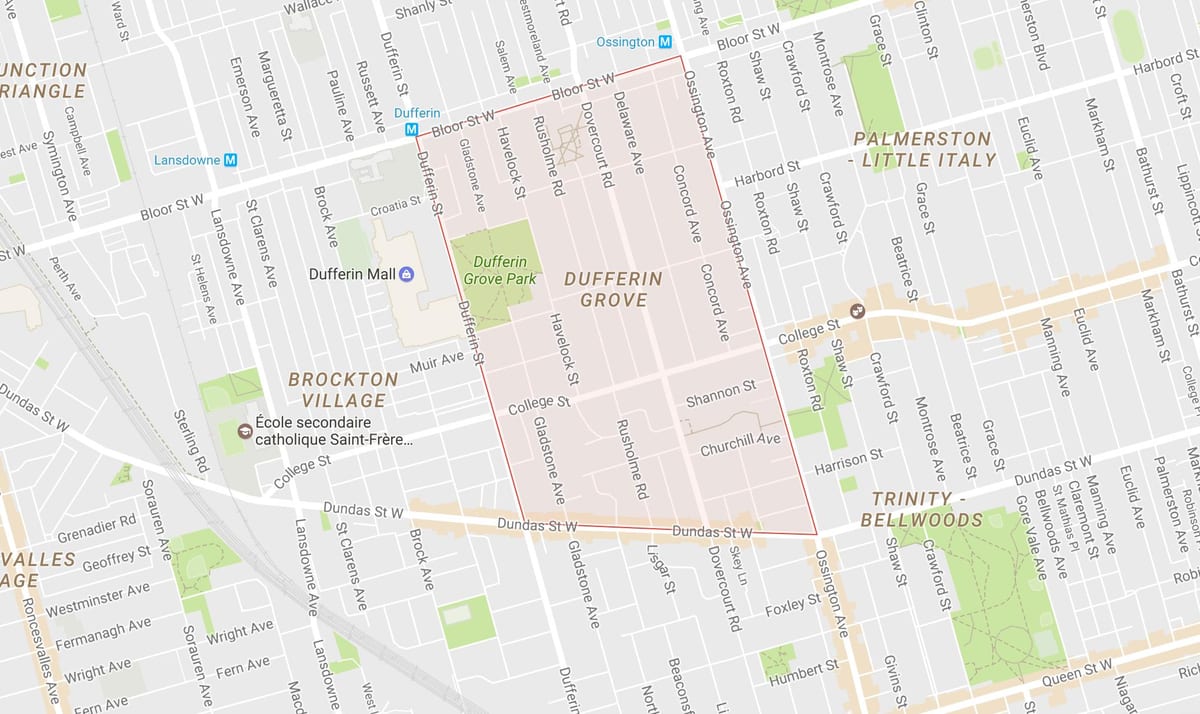 Térkép Dufferin Liget szomszédságában Toronto