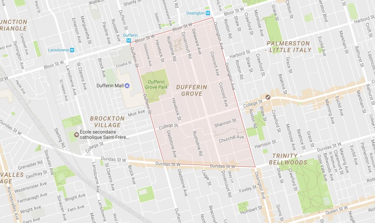 Térkép Dufferin Liget szomszédságában Toronto