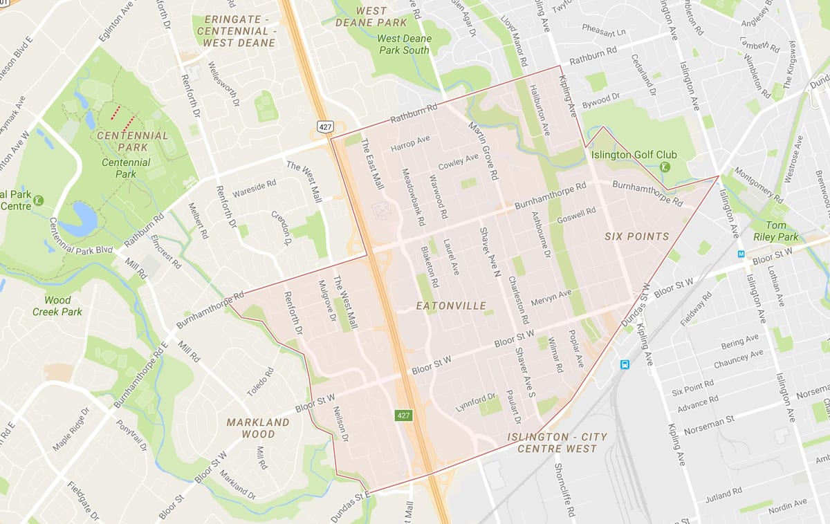 Térkép Eatonville környéken Toronto