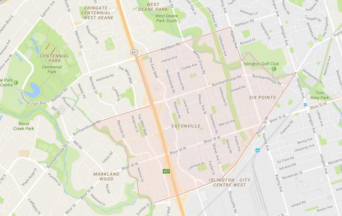 Térkép Eatonville környéken Toronto