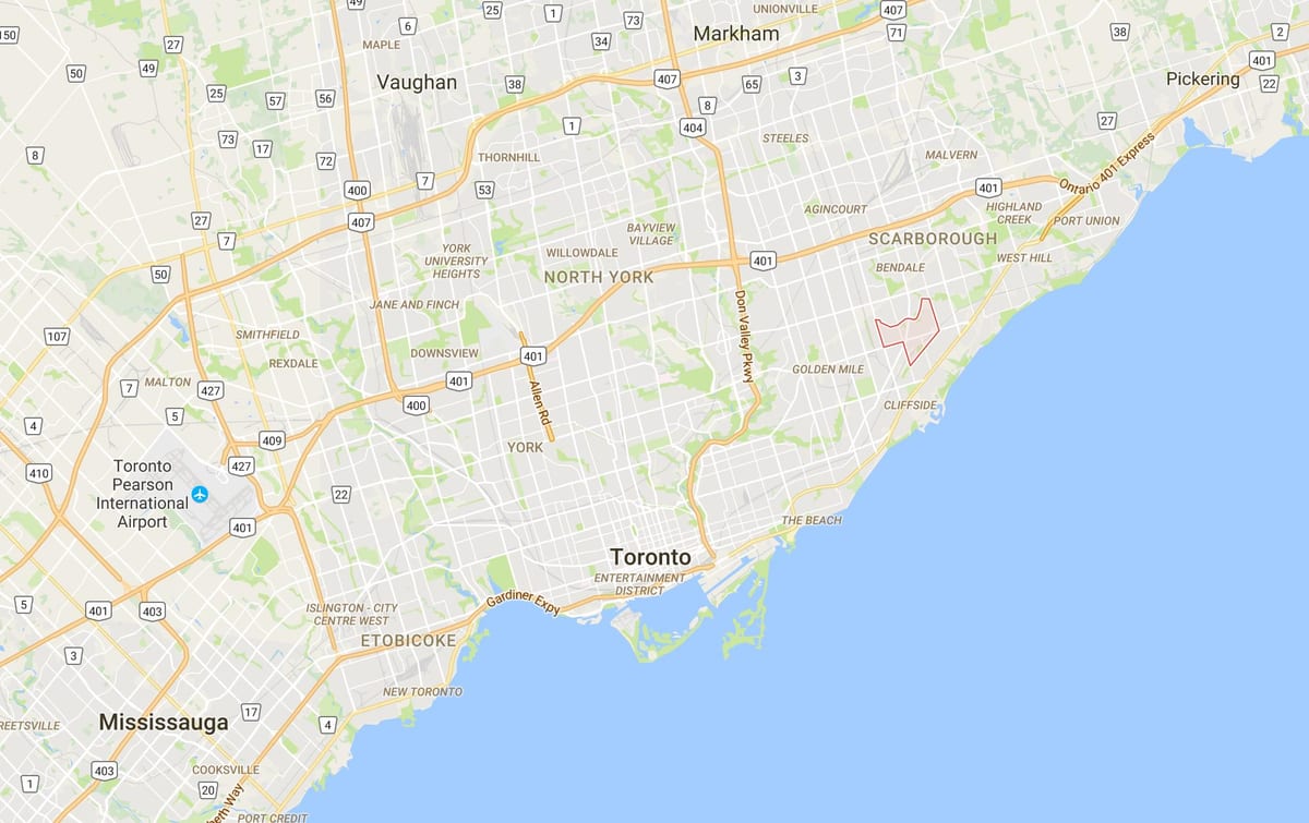 Térkép Eglinton Keleti kerületi Toronto