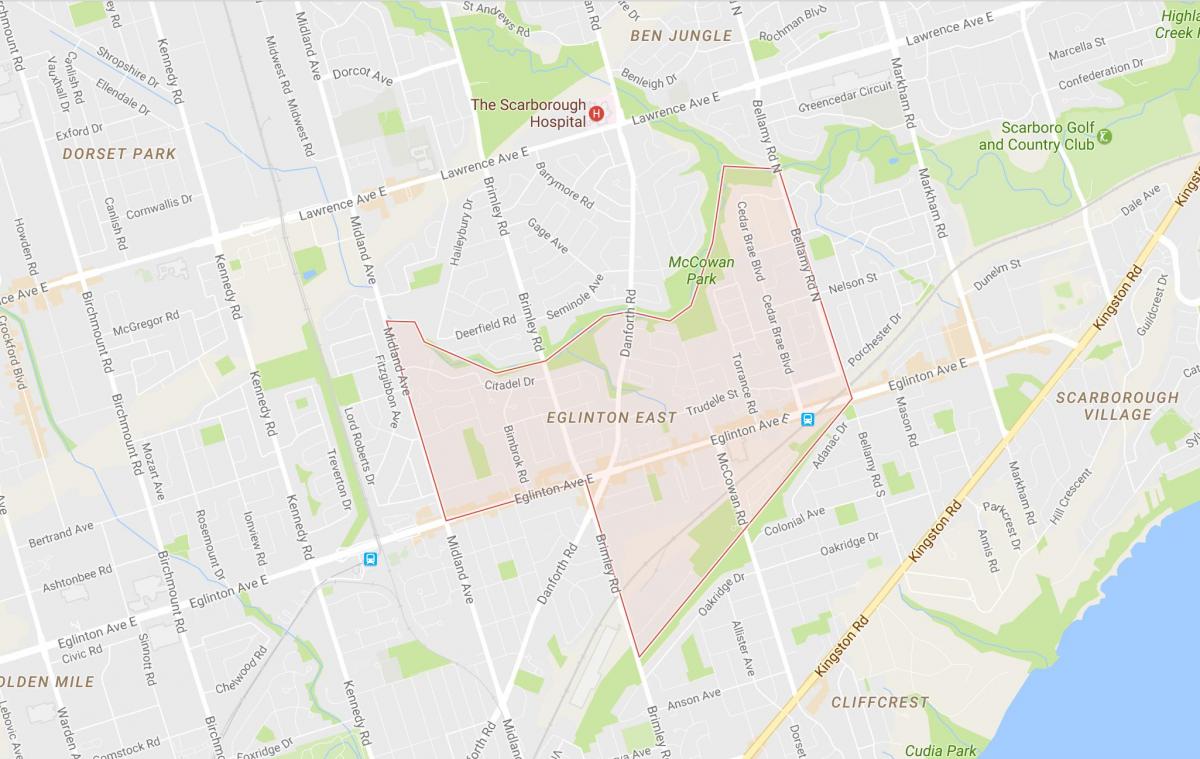 Térkép Eglinton Keleti szomszédsági Toronto