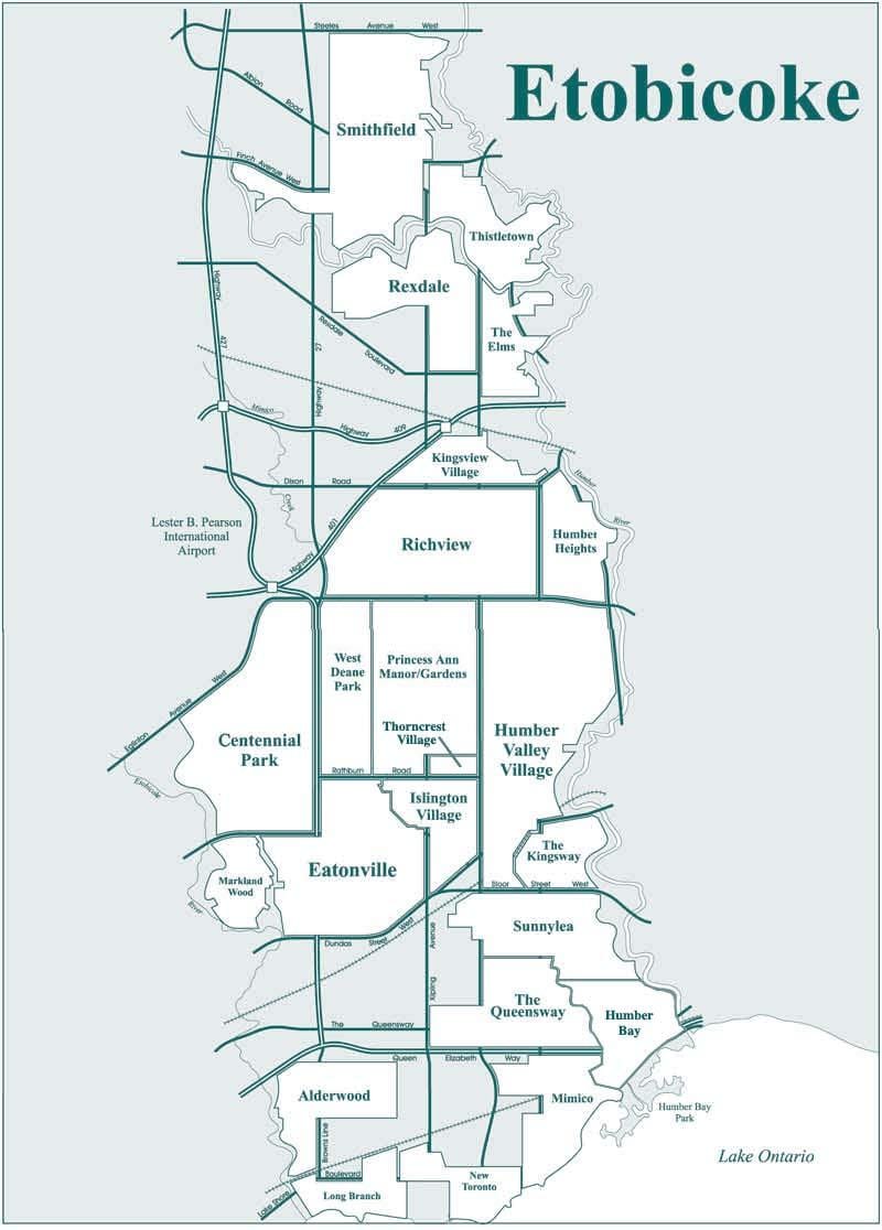 Térkép etobicoke-ból jöttem környéken Toronto