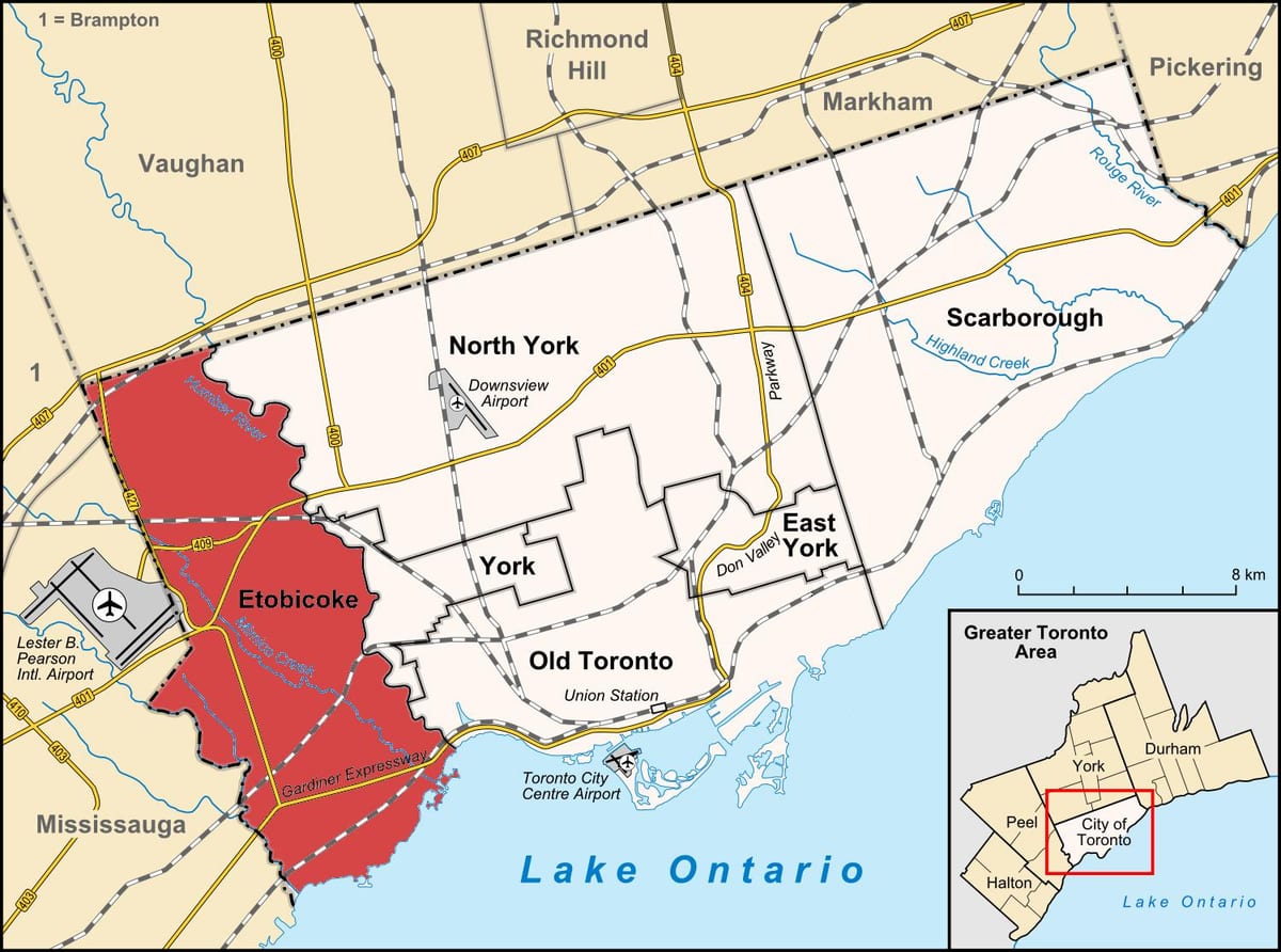 Térkép etobicoke-ból jöttem kerületi Toronto