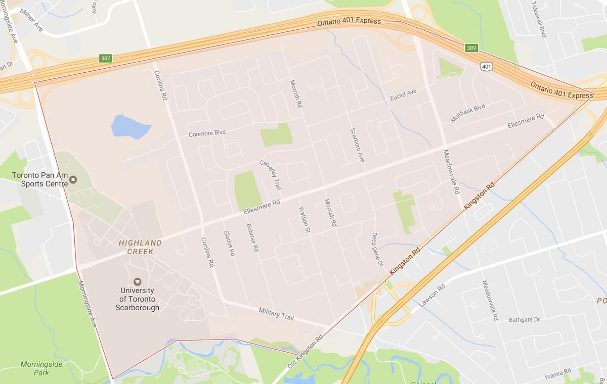 Térkép Highland Patak szomszédságában Toronto
