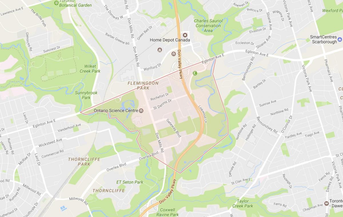 Térkép Flemingdon Park szomszédságában, Toronto
