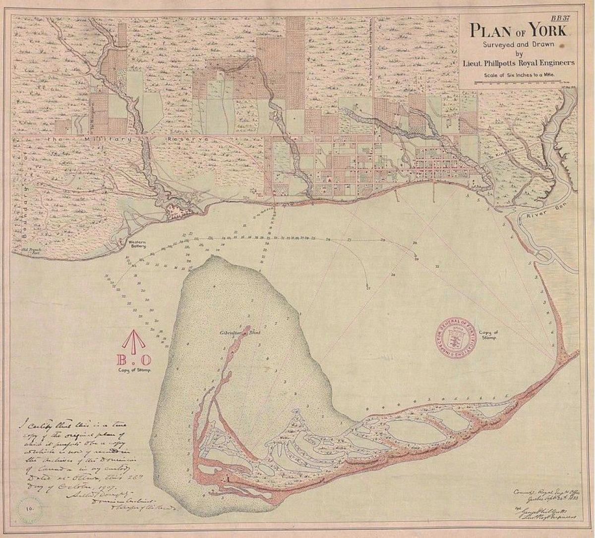 Térkép a föld York-Toronto 1787-1884