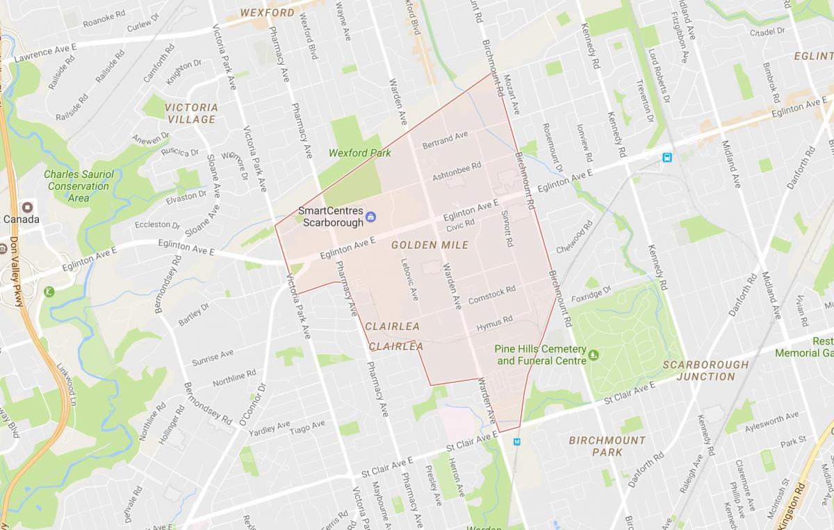 Térkép Golden Mile környéken Toronto