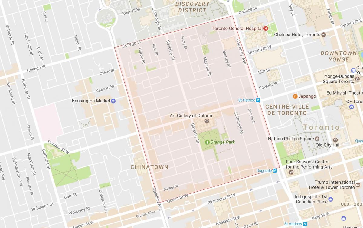 Térkép Grange Park szomszédságában, Toronto