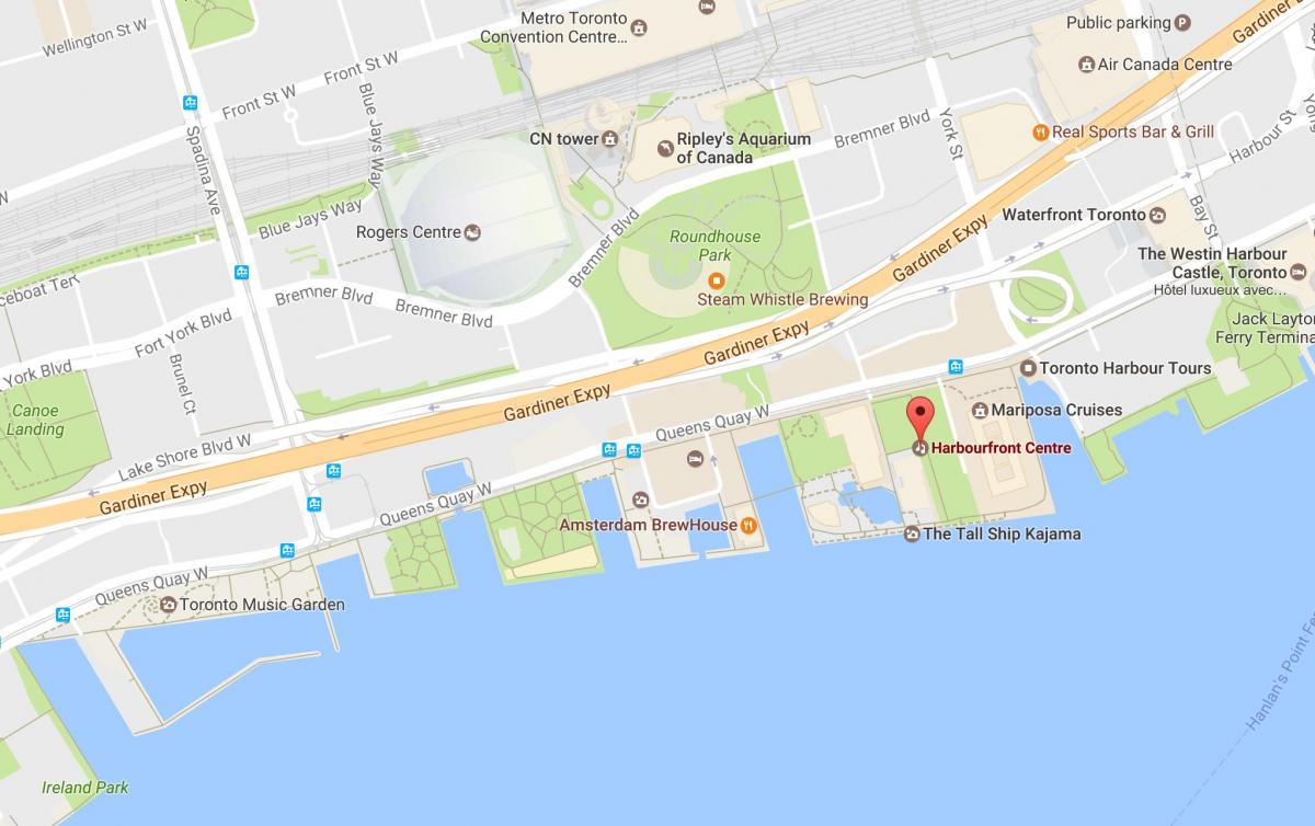 Térkép Harbourfront környéken Toronto