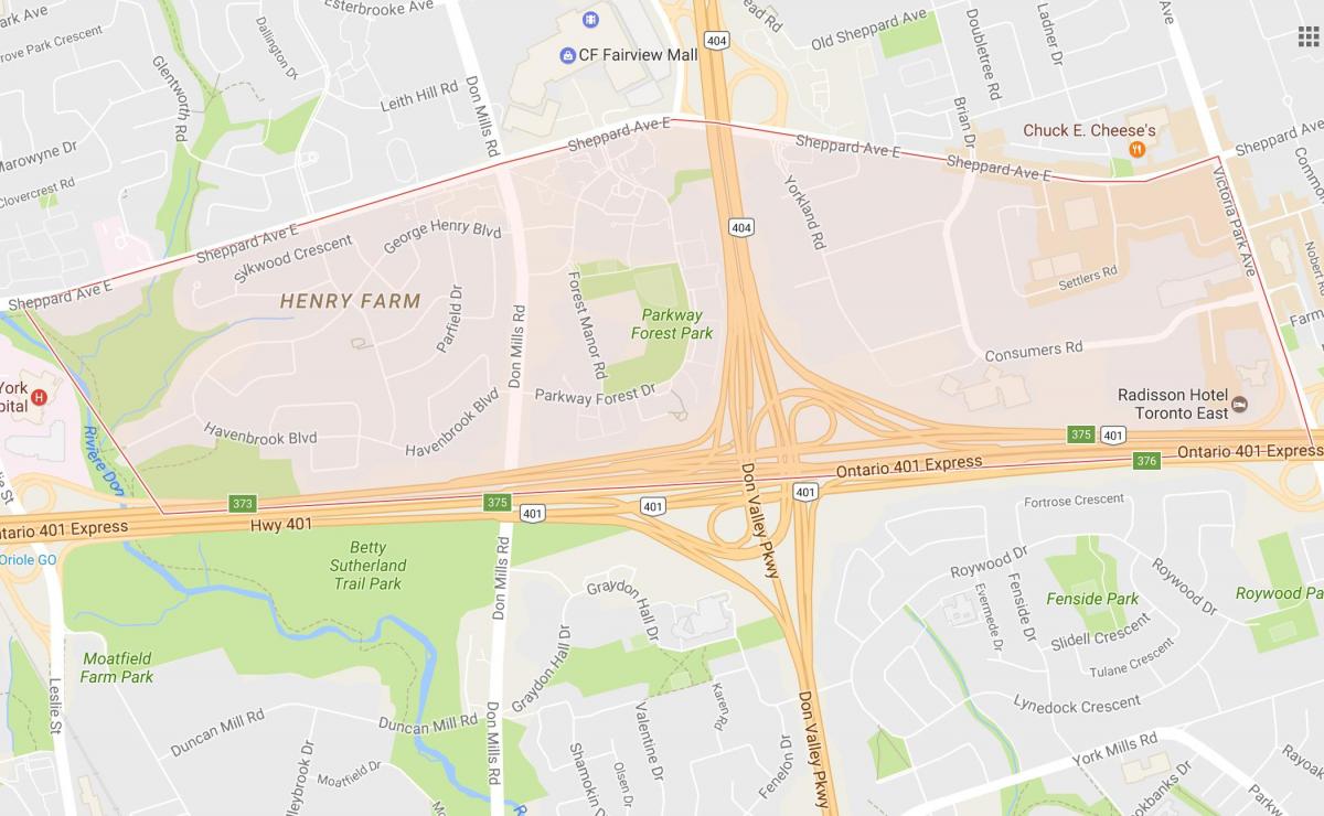 Térkép Henry Farm szomszédságában Toronto