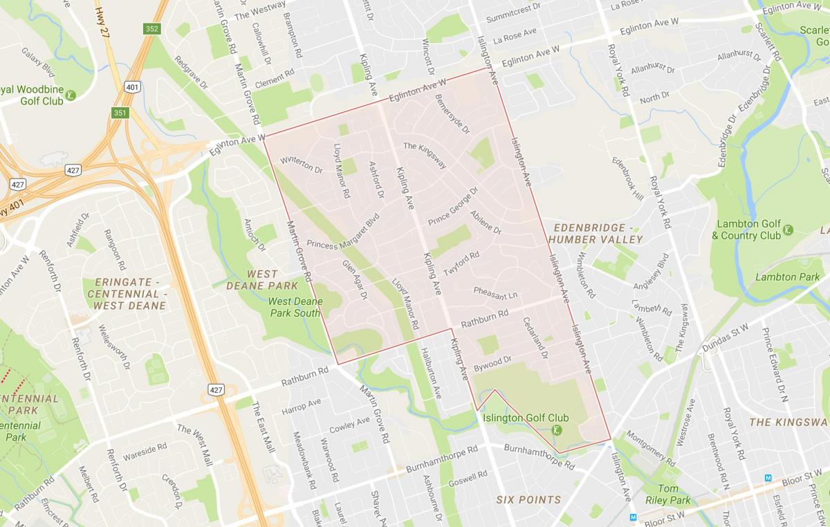 Térkép Hercegnő Kertek szomszédságában Toronto