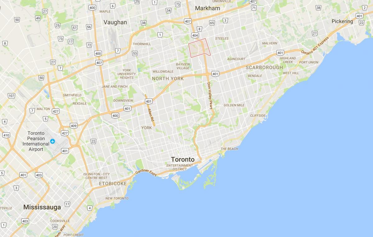 Térkép Hillcrest Falu kerületi Toronto