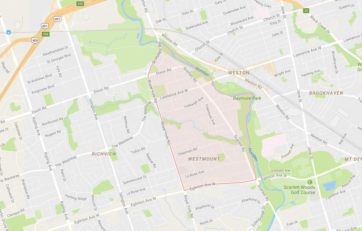 Térkép Humber Heights – Westmount környéken Toronto