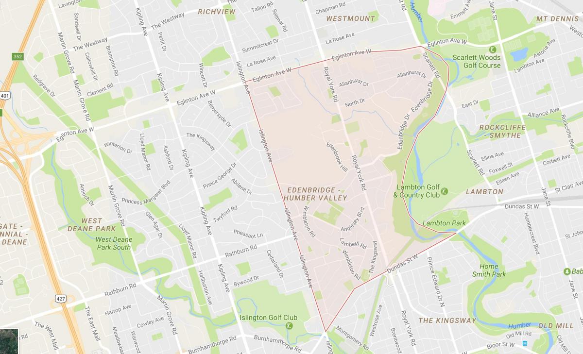Térkép Humber Valley Village környéken Toronto