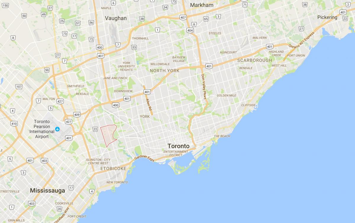 Térkép Humber Valley Village negyedében Toronto
