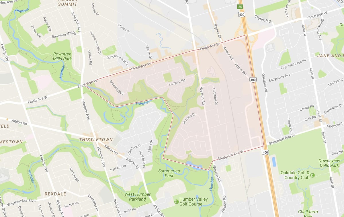 Térkép Humbermede környéken Toronto