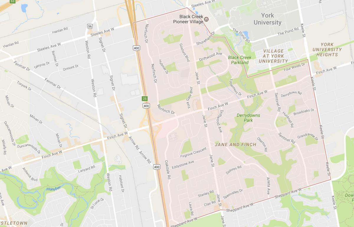 Térkép Jane Finch környéken Toronto