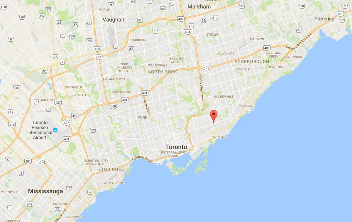 Térkép Keleti Danforth kerületi Toronto