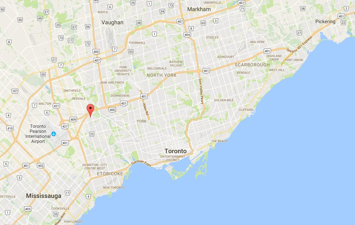 Térkép Kingsview Falu kerületi Toronto