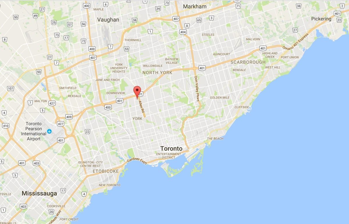 Térkép Lawrence Heights negyedében Toronto