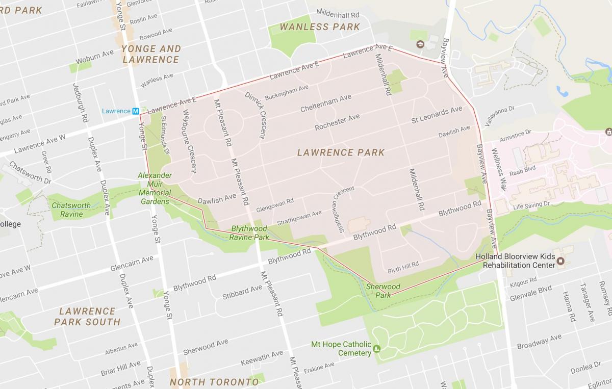 Térkép Lawrence Park szomszédságában, Toronto
