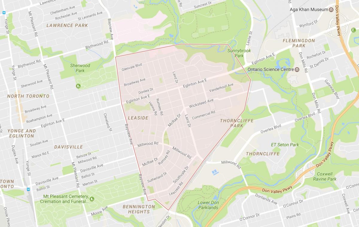 Térkép Leaside környéken Toronto