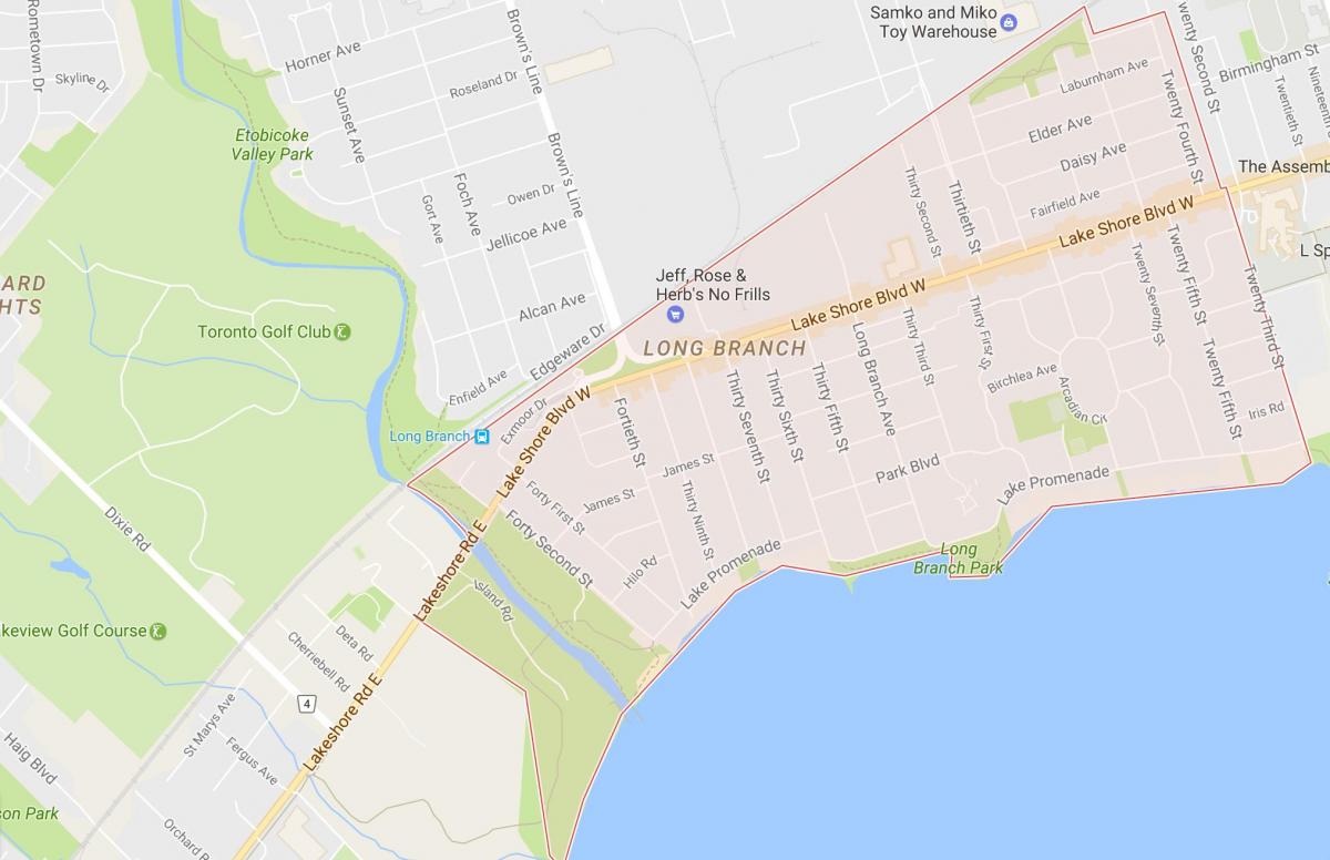 Térkép Long Branch környéken Toronto